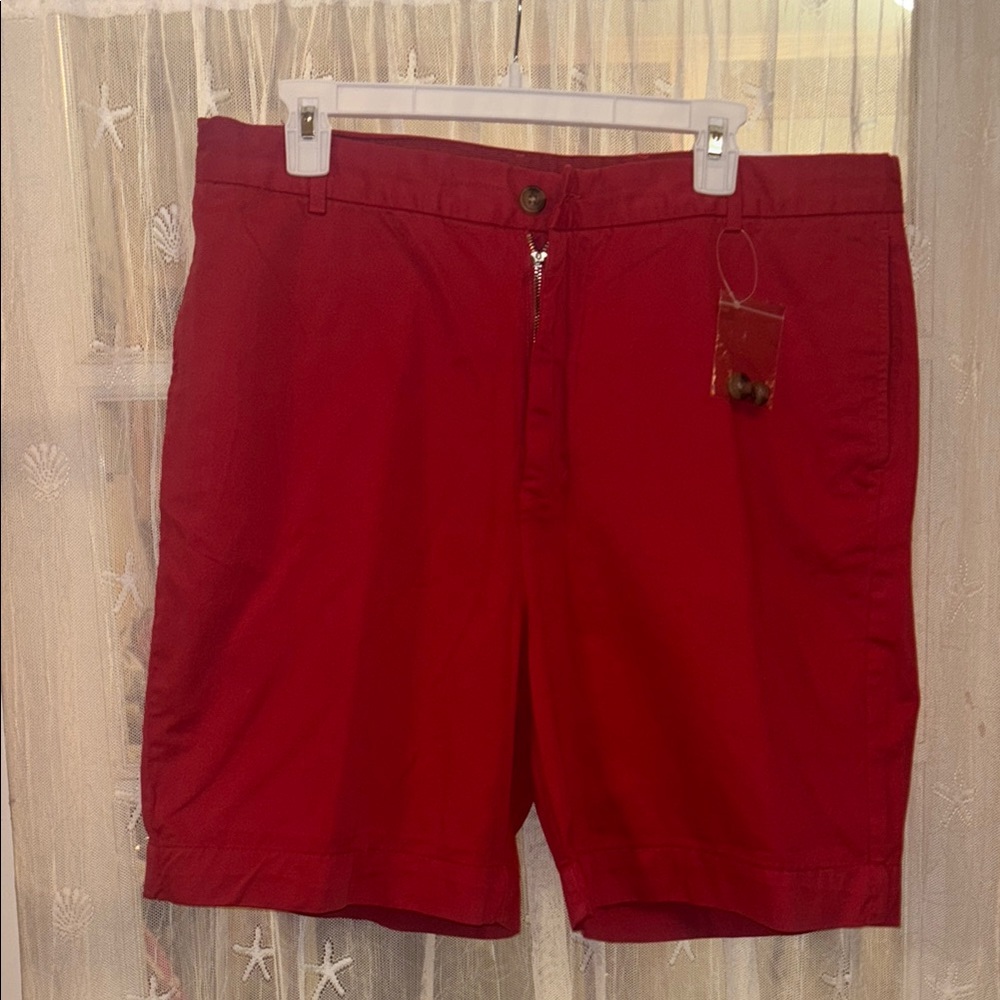 Tailorbyrd Red Flat Front Shorts